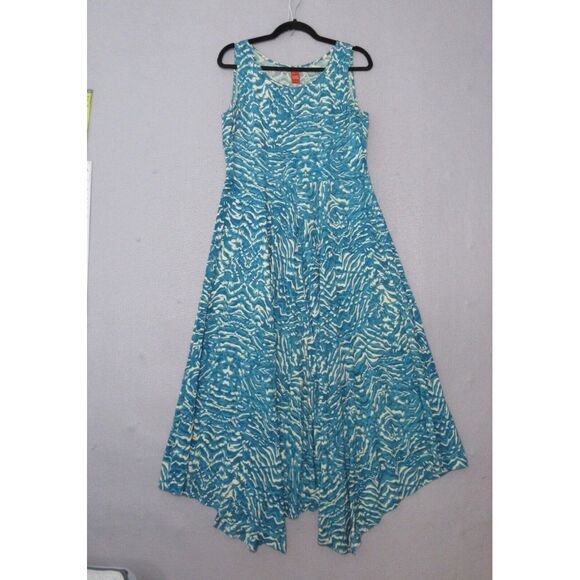 Sundance Dresses & Skirts - Sundance Maxi Dress Women 8 Teal Marbled Salma Asymmetrical‎ Hem Flowy Beach